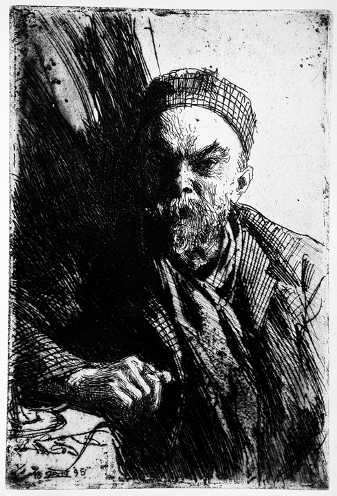 Portrait of the Poet Paul Verlaine (1844-1896) van Anders Leonard Zorn