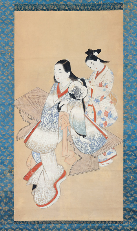 The Courtesan''s Coiffure, c.1700-14 (ink on paper) van Ando Kaigetsudo