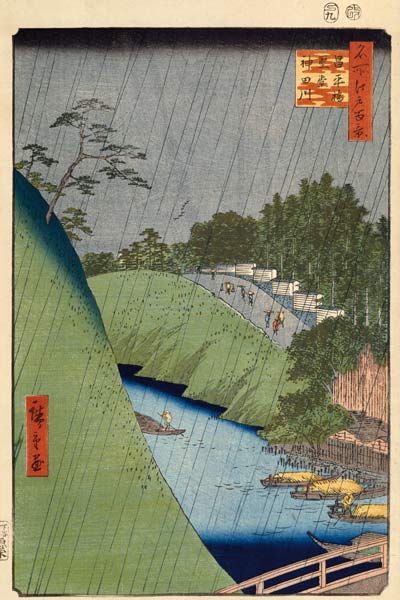 Shohei Bridge and Seido Hall by the Kanda River (One Hundred Famous Views of Edo) van Ando oder Utagawa Hiroshige