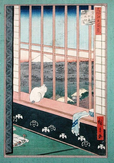 Asakusa Rice Fields during the festival of the Cock from the series ''100 Views of Edo'', pub. 1857 van Ando oder Utagawa Hiroshige