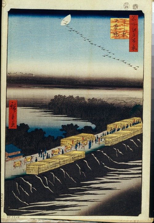 Nihon Embankment and Yoshiwara (One Hundred Famous Views of Edo) van Ando oder Utagawa Hiroshige