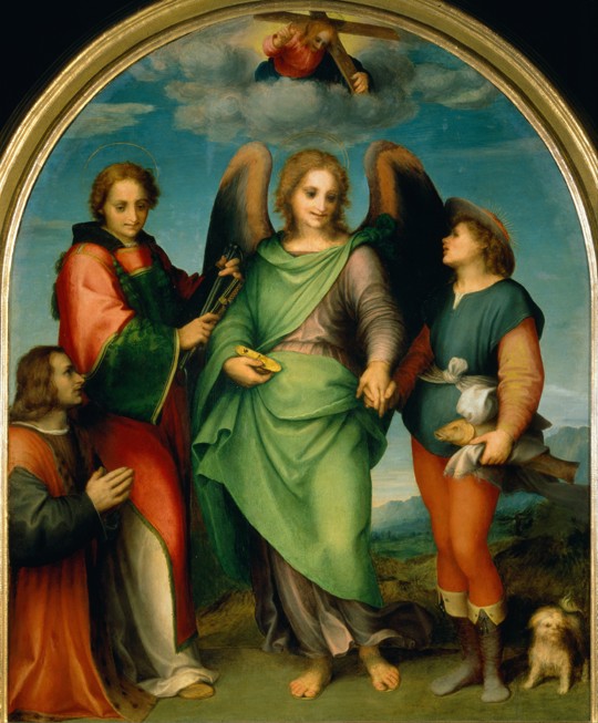 The Archangel Raphael with Tobias, St Lawrence and the Donor, Leonardo di Lorenzo Morelli van Andrea del Sarto