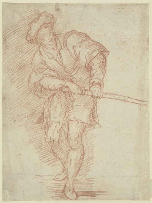 Junger Mann, der das Schwert zieht van Andrea del Sarto