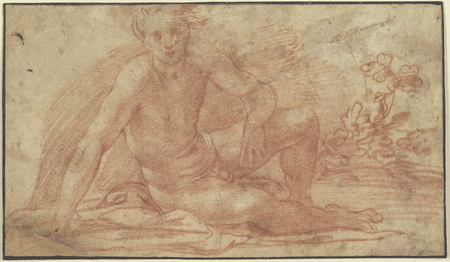 Sitzender Jünglingsakt mit aufgestützter rechter Hand van Andrea del Sarto