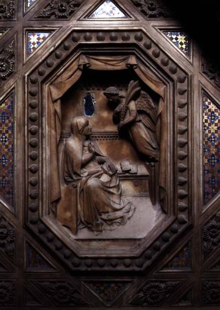 Tabernacle, detail of the Annunciation of the Virgin van Andrea di Cione Orcagna