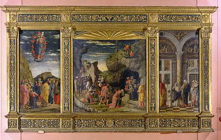 Altarpiece showing the Ascension, the Adoration of the Magi and the Circumcision van Andrea Mantegna
