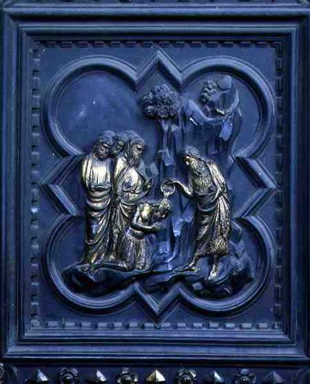 The Baptism of the Disciples, ninth panel of the South Doors of the Baptistery of San Giovanni van Andrea Pisano