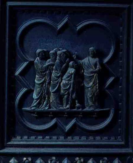 The Disciples Visit Jesus, fourteenth panel of the South Doors of the Baptistery of San Giovanni van Andrea Pisano