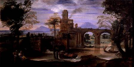 Roman Landscape with a Bridge van Annibale Carracci