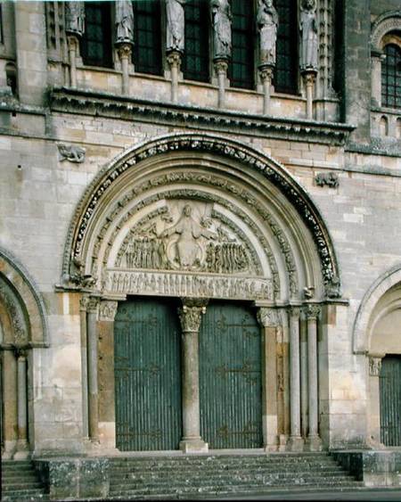 Central Portal of the Abbey Church, 1096-1106 reconstructed by Viollet-le-Duc in 1845 van Anonym Romanisch