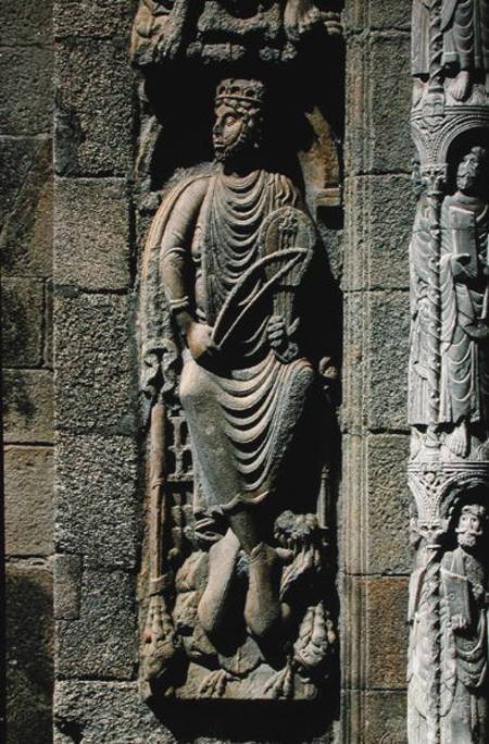 King David, detail from the Portico de las Platerias van Anonym Romanisch