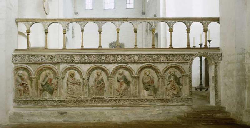 Maria mit dem Kind umgeben von 6 Aposteln (Südliche Chorschranke). Ende 12. Jh. van Anonym Romanisch