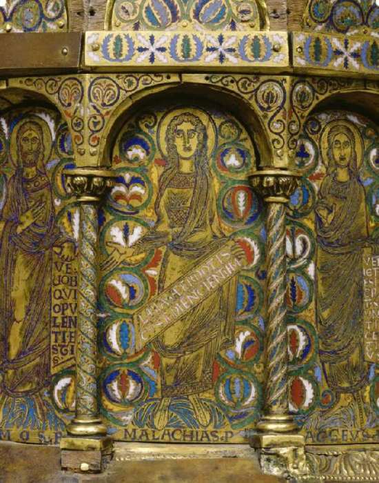 Propheten mit Spruchbändern (Kuppelreliquar), Detail: Malachias van Anonym Romanisch