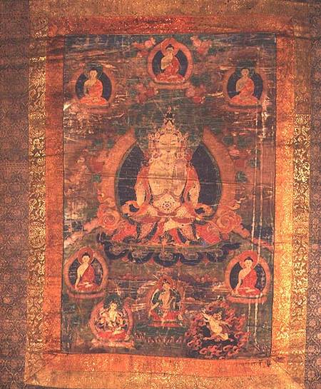 1965.10 Thangka of Vairochana's emanation Sarvavid with Eight Figures van Anoniem