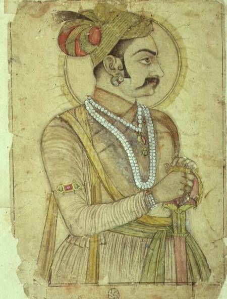 63.1728 Portrait of the Maharaja Sri Karan Singh, attributed to Rukhnuddin, Bikaner, Rajasthan, Rajp van Anoniem