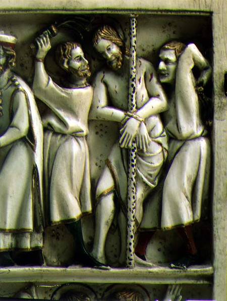 The Flagellation of Christ, detail of ivory diptych,French van Anoniem