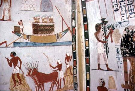 Nile Boat and Floor Threshing, in the Tomb of Menna,Dynasty XVIII New Kingdom van Anoniem