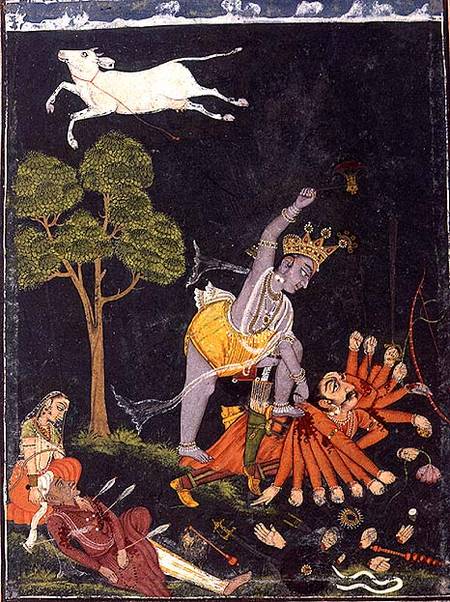 Parasurama killing Karttavirya Arjuna, Chamba or Bilaspur, Himachal Pradesh, Pahari School van Anoniem