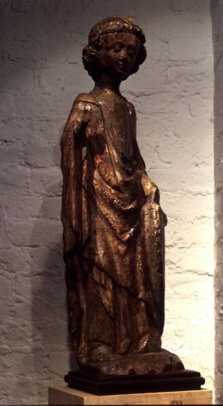 Polychrome walnut figure of St. Michael van Anoniem
