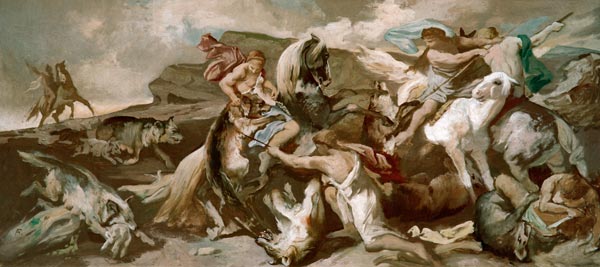 Amazons hunting wolves van Anselm Feuerbach