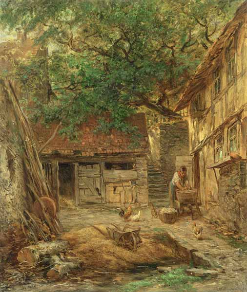 A Farmhouse Courtyard van Anton Burger