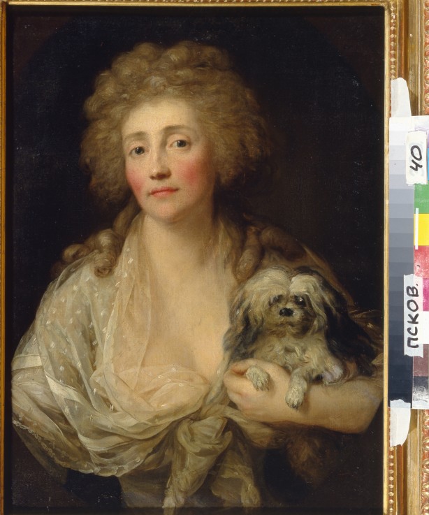 Portrait of Anna Oraczewska with the Dog van Anton Graff