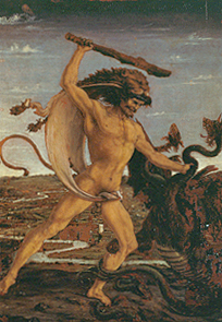 Herkules und die Hydra van Antonio del Pollaiuolo
