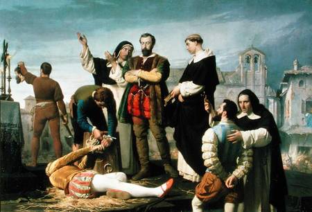 The Comuneros: Juan de Padilla (1490-1521) Juan Bravo and Francisco Maldonado at the Scaffold van Antonio Gisbert