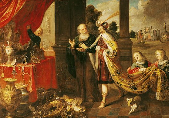 Ahasuerus Showing his Treasure to Mordecai van (attr. to) Claude Vignon