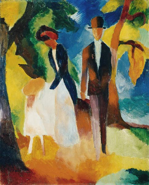 Mensen bij het blauwe meer van August Macke