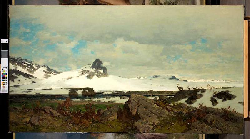 Nordische Landschaft mit Rentieren van Axel Nordgren