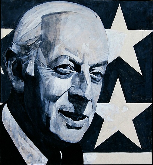 Portrait of Alistair Cooke, illustration for The Listener, 1970s van Barry  Fantoni