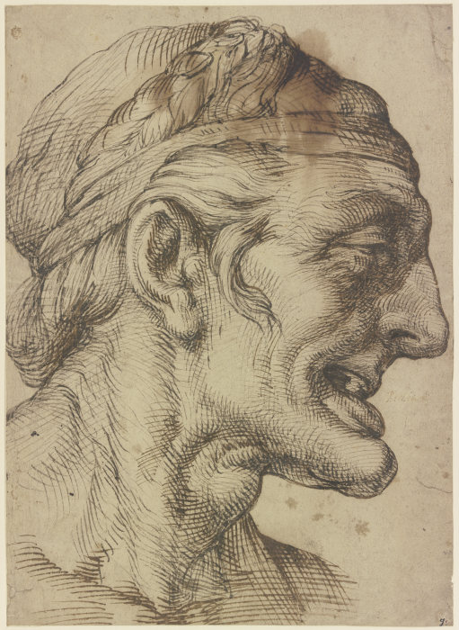 Kopf einer alten Frau nach rechts van Bartolomeo Passarotti