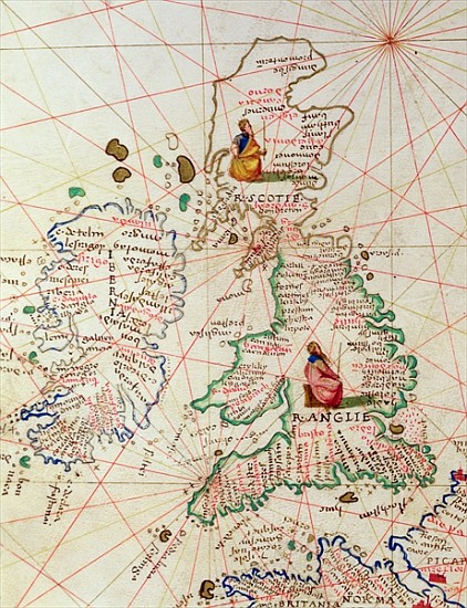 The Kingdoms of England and Scotland, from an Atlas of the World in 33 Maps, Venice, 1st September 1 van Battista Agnese