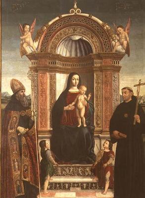 Madonna and Child with St. Nicholas of Tolentino and St. Augustine van Bernardino Loschi