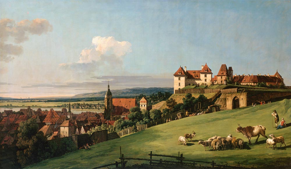 View of Pirna from the Sonnenstein Castle van Bernardo Bellotto