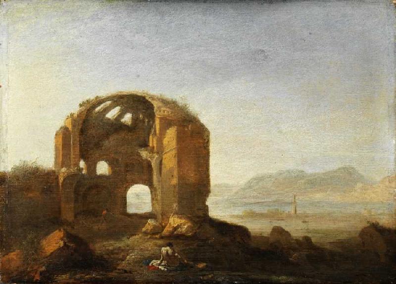 Landschaft mit den Ruinen des Tempels der Minerva Medica. van Breenbergh Bartholomeus