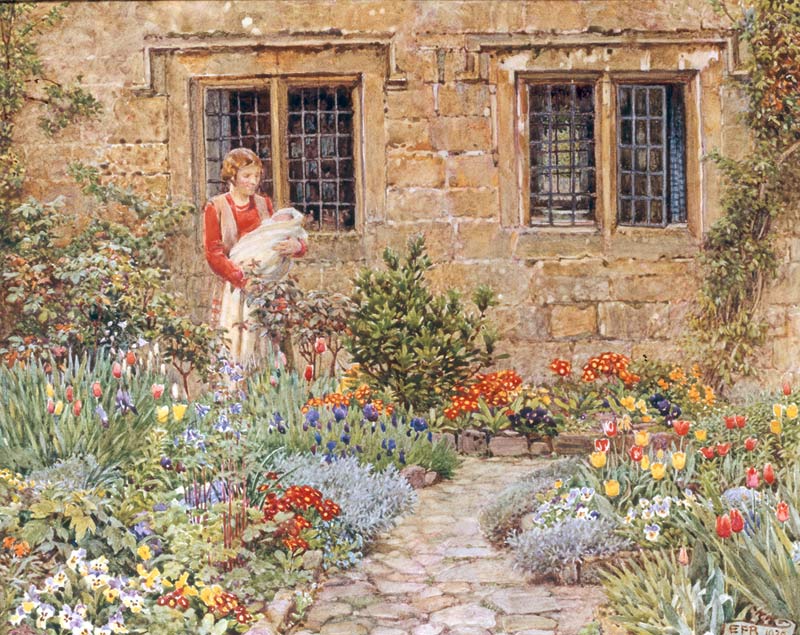 Mother and Child in a Flower Garden van Brickdale Eleanor Fortescue