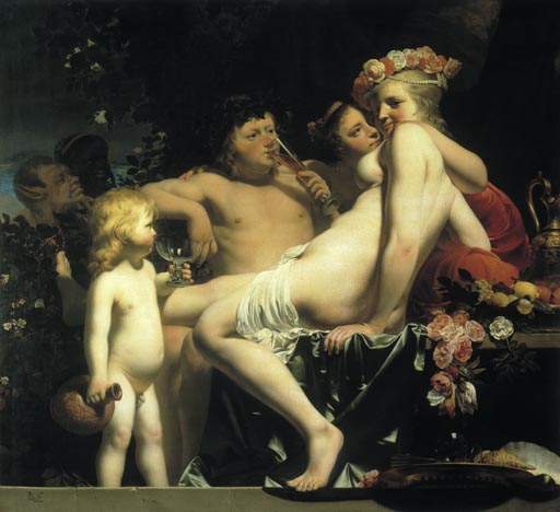 Bacchus mit zwei Nymphen und Amor van Caesar Boëtius Everdingen