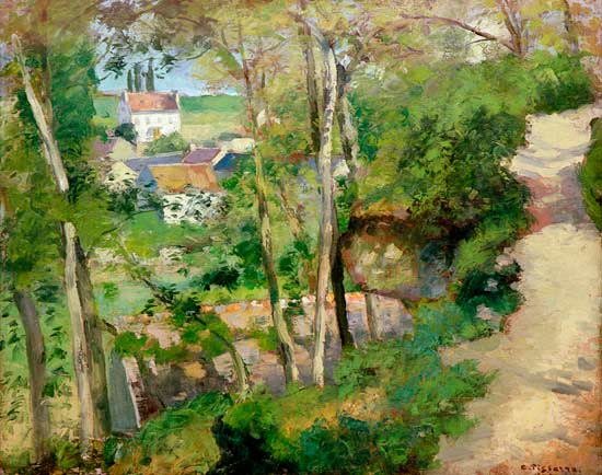 Der Bergweg , L´Hermitage, Pontaise van Camille Pissarro