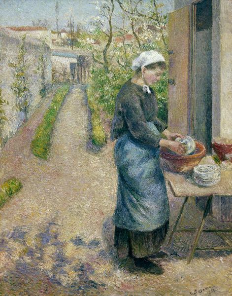 C.Pissarro, Die Geschirrspülerin van Camille Pissarro