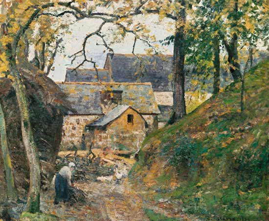 Bauernhaus in Montfoucault van Camille Pissarro