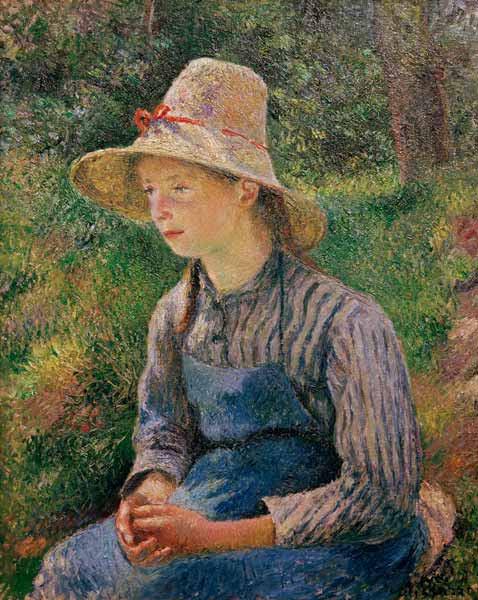 C.Pissarro, Bauernmädchen mit Strohhut van Camille Pissarro