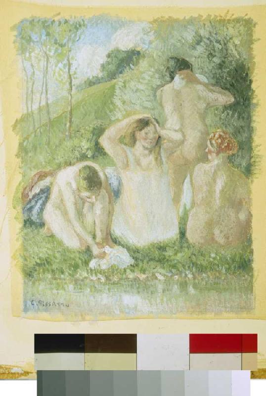 Gruppe von Badenden van Camille Pissarro