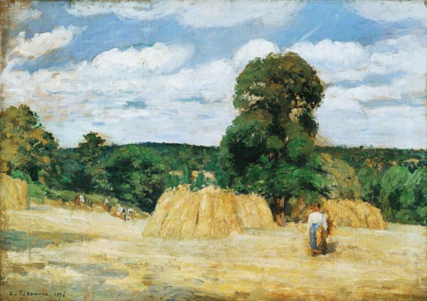 Harvesting at Montfoucault van Camille Pissarro
