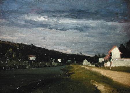 Landscape with Stormy Sky van Camille Pissarro