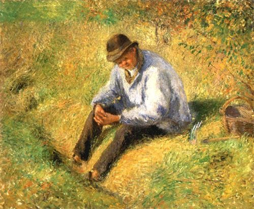 Père Melon bei der Rast van Camille Pissarro