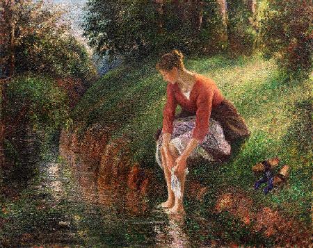 Het voetenbad - Camille Pissarro