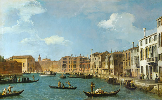 View of the Canal of Santa Chiara, Venice van Giovanni Antonio Canal (Canaletto)