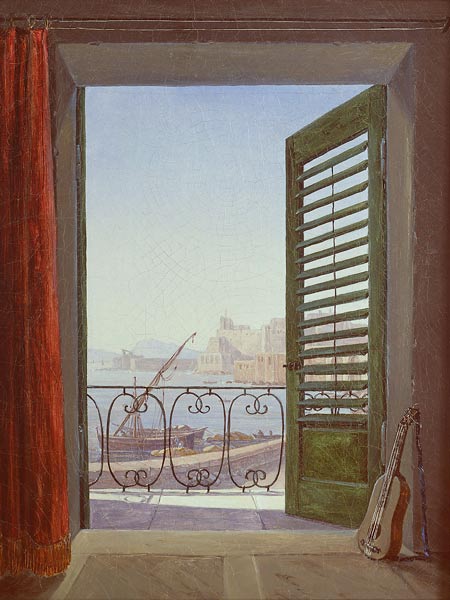 Balcony Room with a View of the Bay of Naples van Carl Gustav Carus